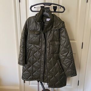 Calvin Klein Olive Green Quilted Puffer Coat